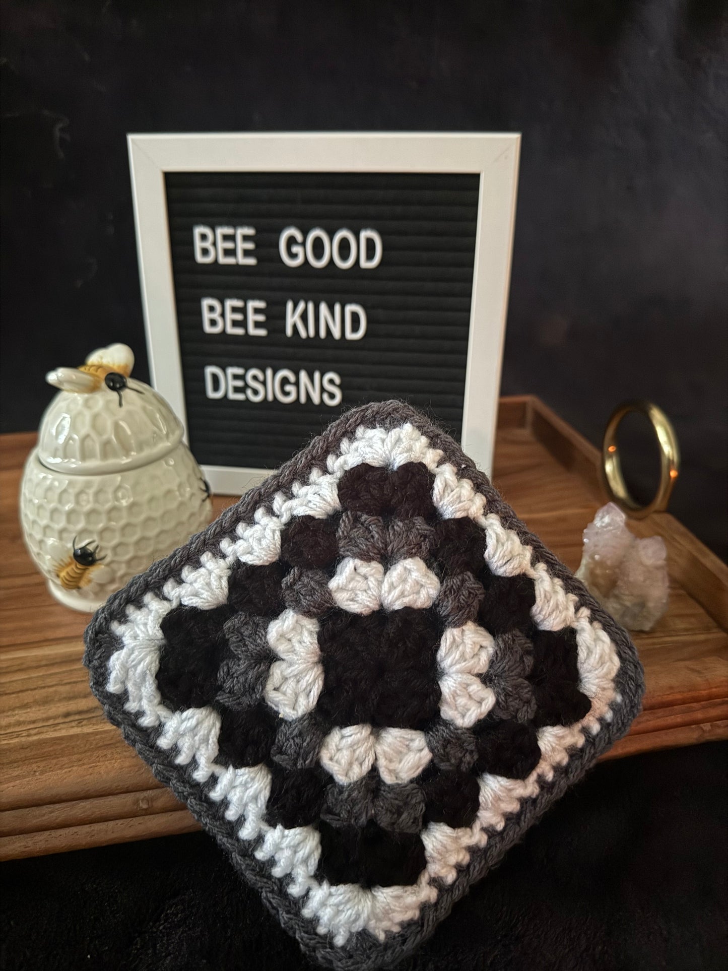 Grayscale Daydream Granny Coasters