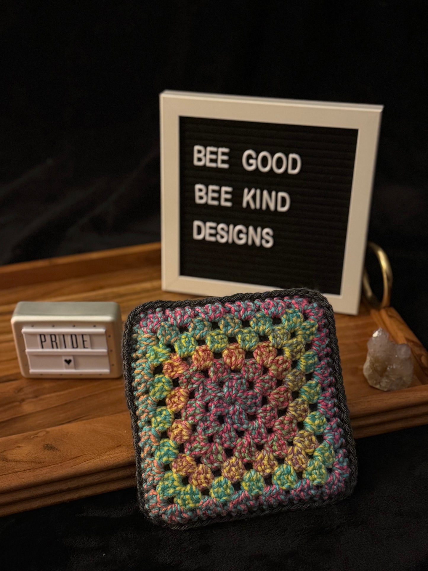 Rainbow Burst Granny Coasters