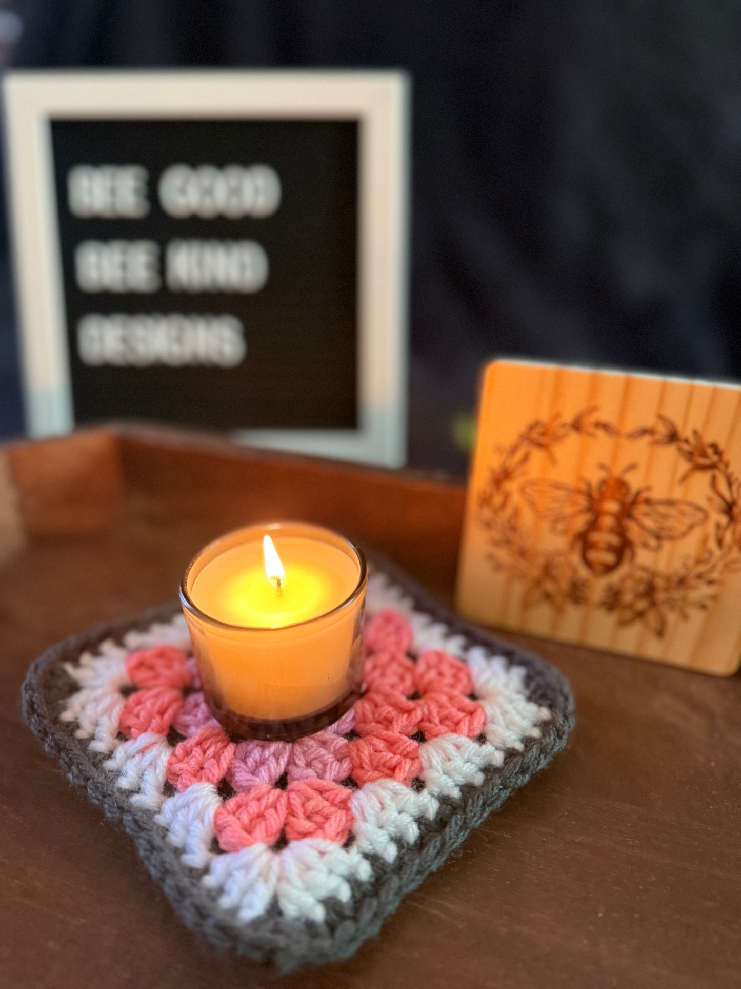 Strawberry Coral Granny Coasters