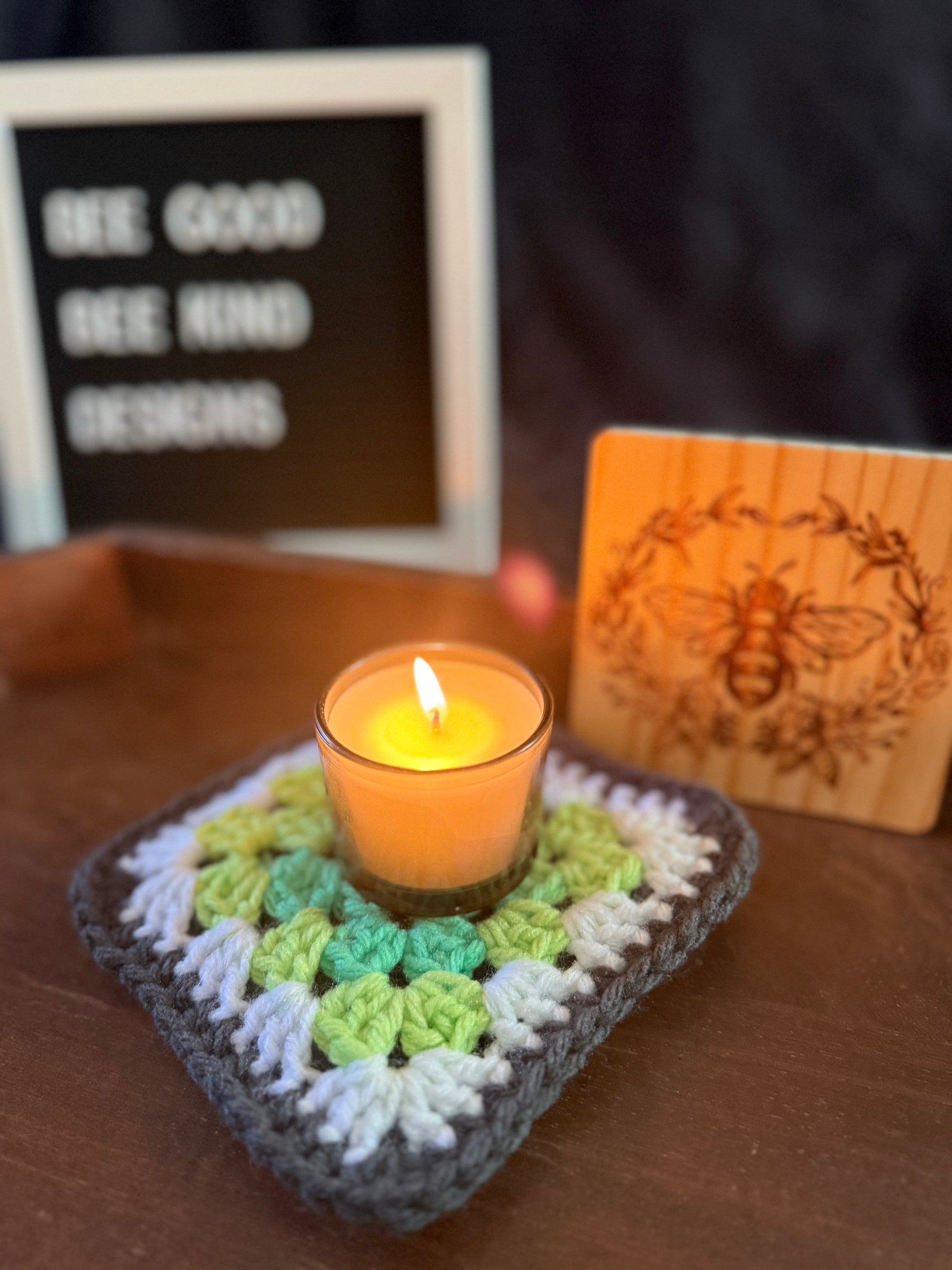 Electric Lemongrass Granny Coasters – Bee Good Bee Kind Designs Electric Lemongrass Granny Coasters – Bee Good Bee Kind Designs