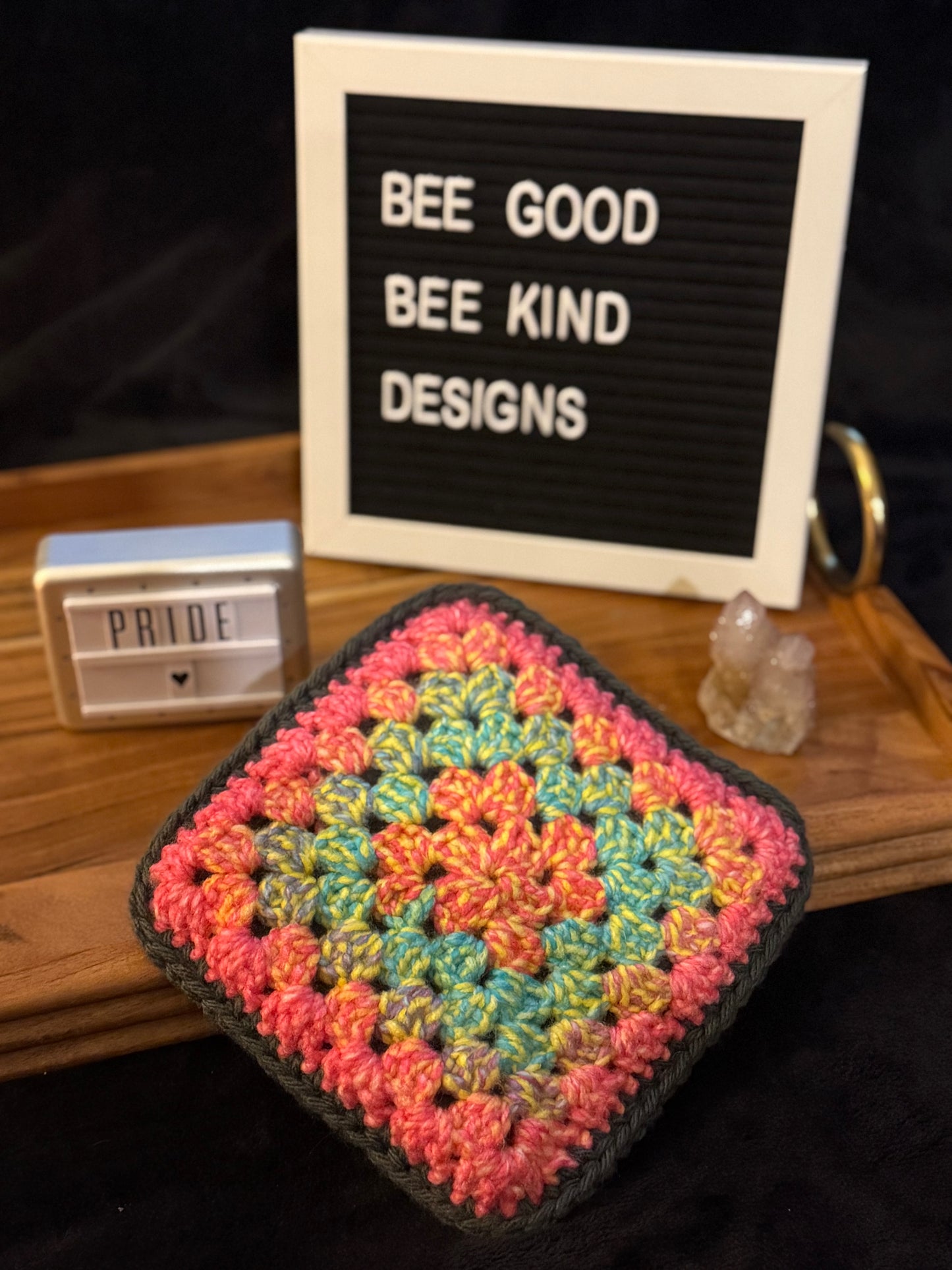 Rainbow Burst Granny Coasters