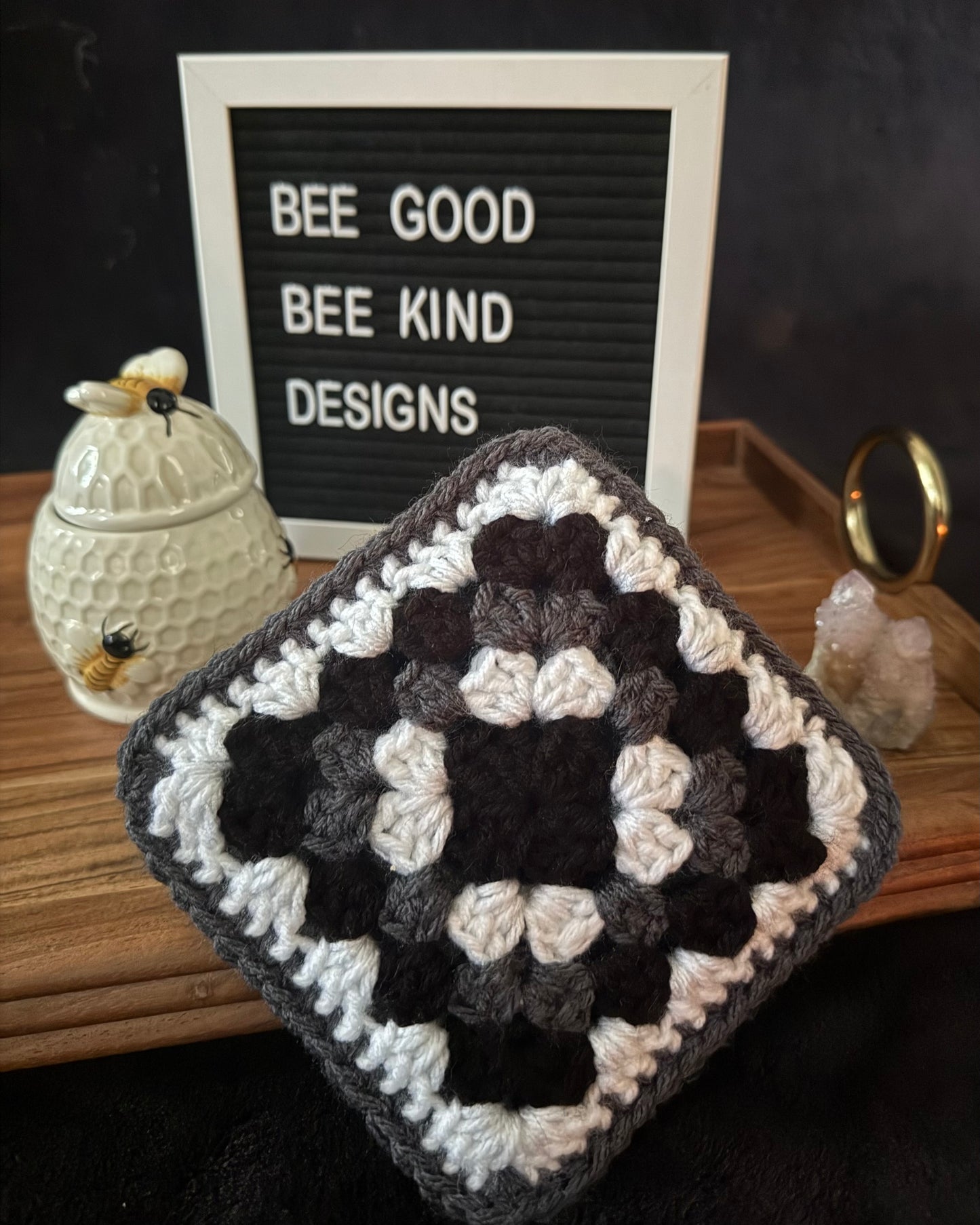 Grayscale Daydream Granny Coasters