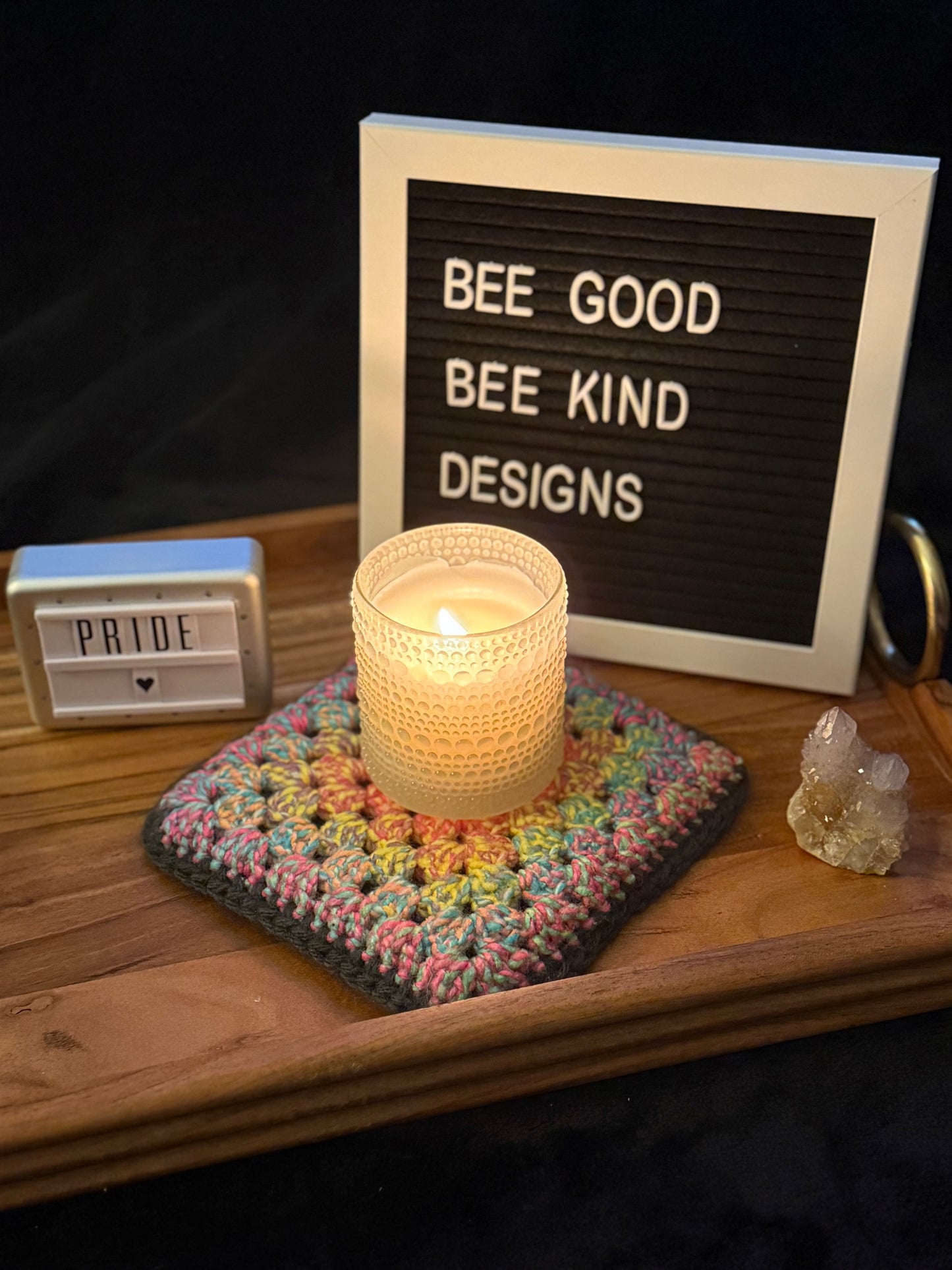 Rainbow Burst Granny Coasters