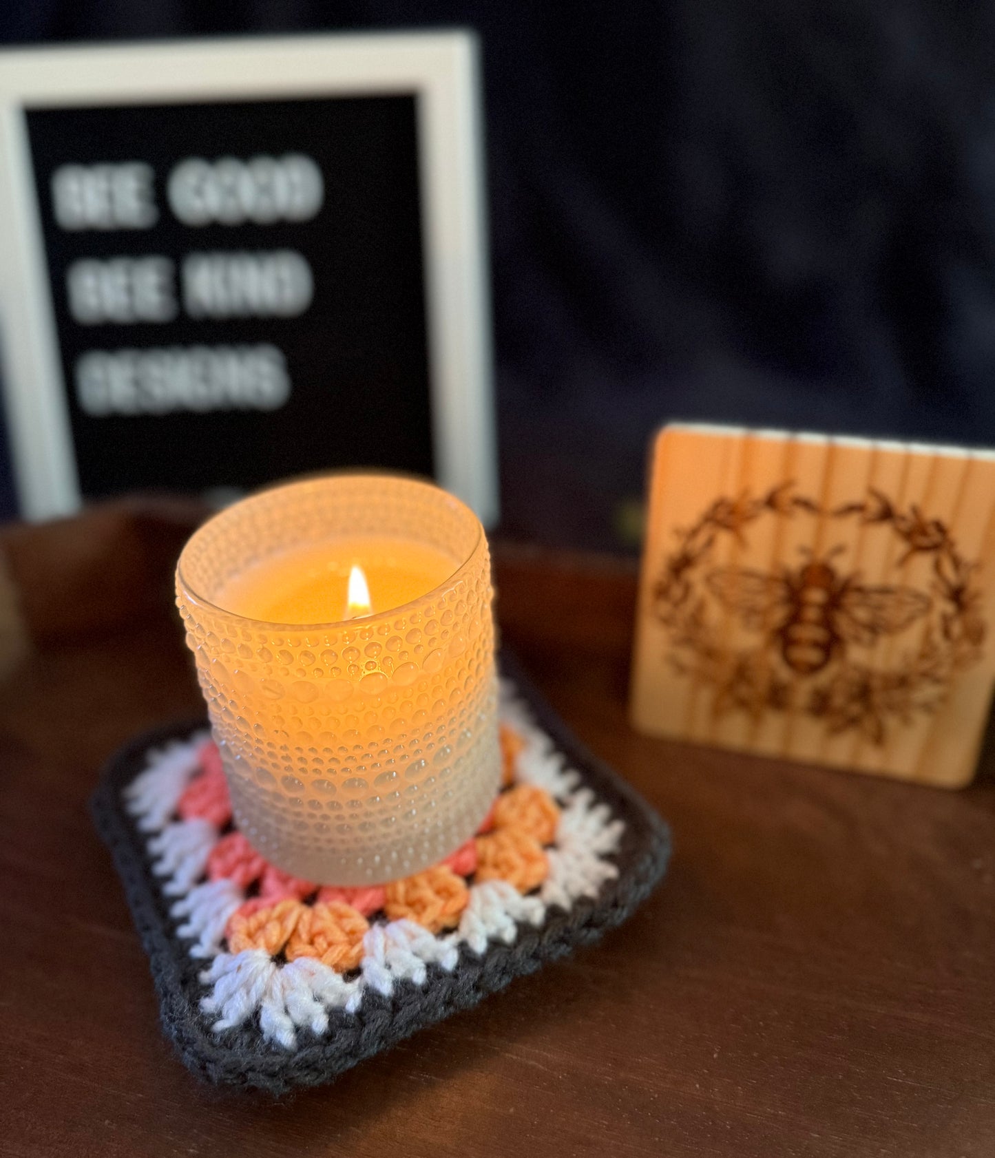 Strawberry Coral Granny Coasters