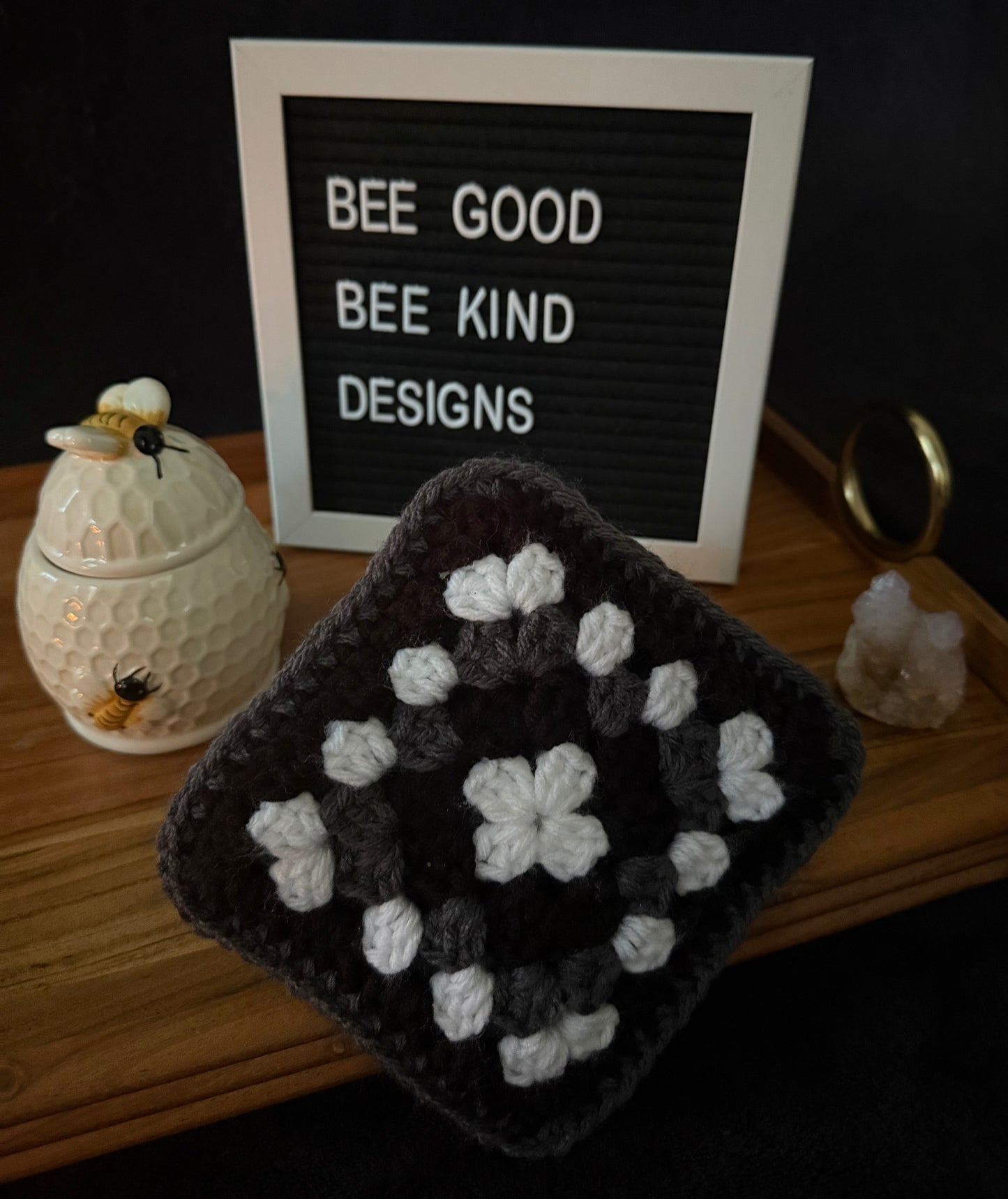 Grayscale Daydream Granny Coasters