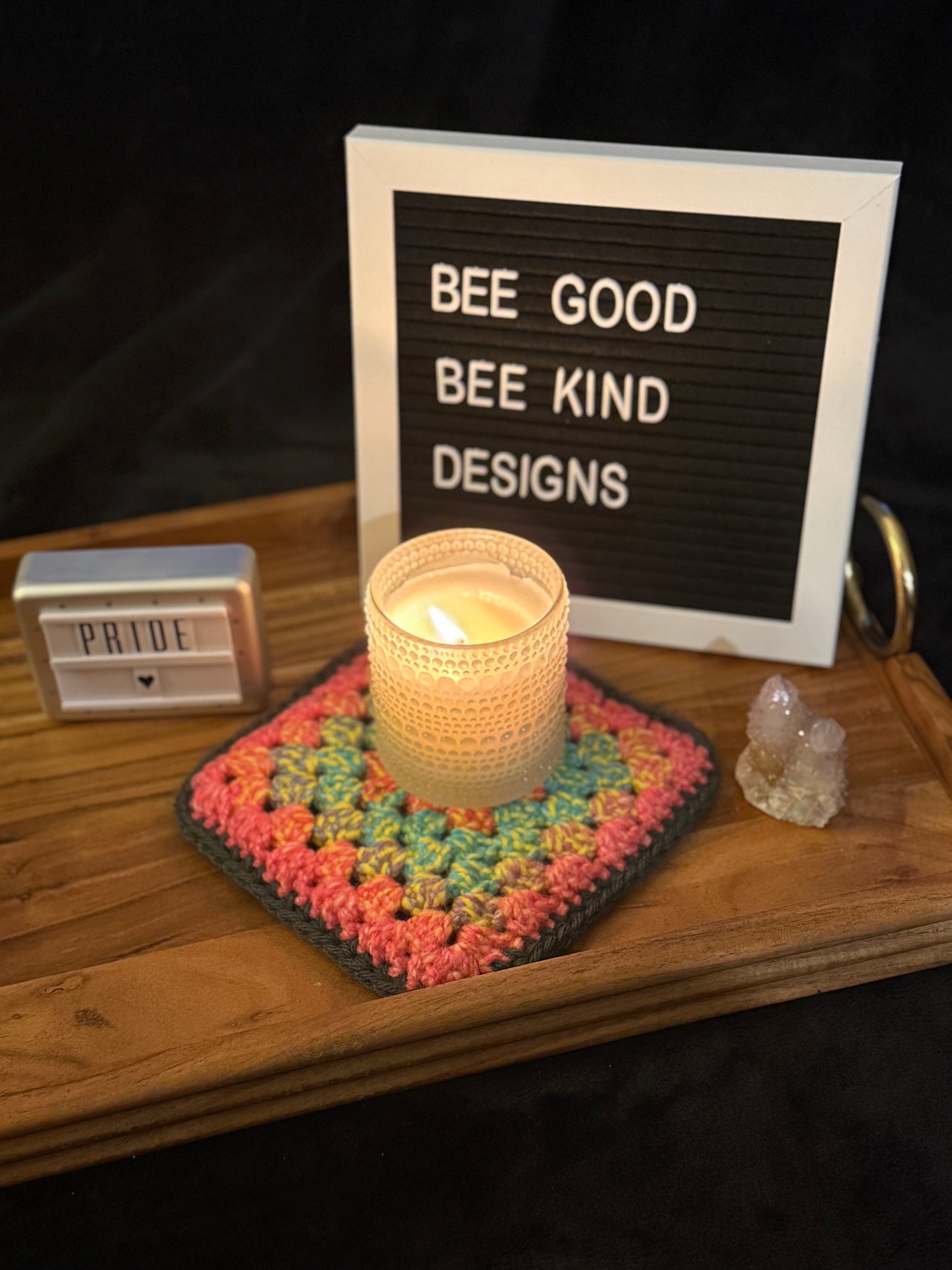 Rainbow Burst Granny Coasters